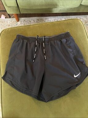 Nike Black Athletic Running Shorts with White Swoosh